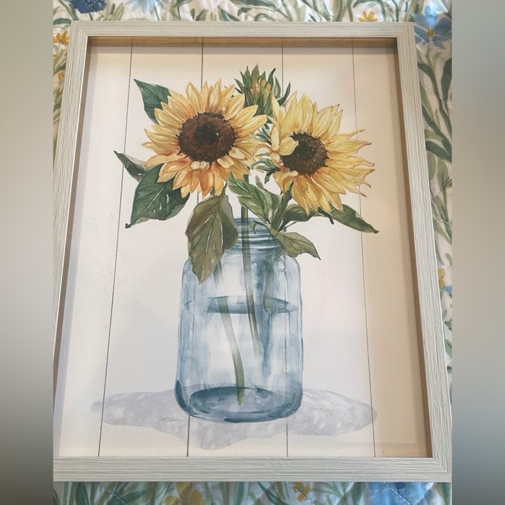 Sunflower Art in Wooden Frame